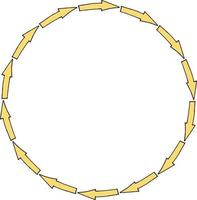 Round frame with yellow arrows on white background. Vector image.