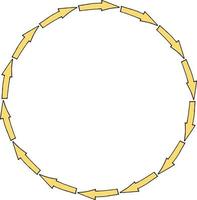 Round frame with yellow arrows on white background. Vector image.