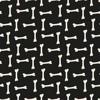 Seamless pattern with bones on black background. Vector image.