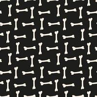 Seamless pattern with bones on black background. Vector image.