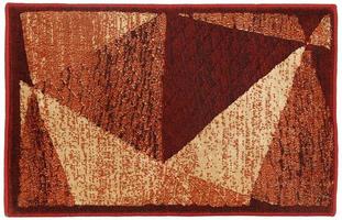 Red orange Tile design woolen multicolor doormat photo