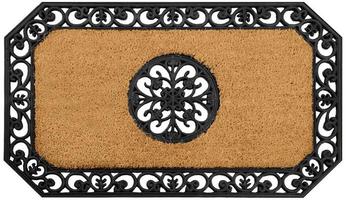 Black Silver zig zag classic rubber zute and coir doormat photo