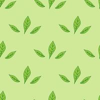 Seamless pattern with green leaves on light green background for fabric, textile, clothes, tablecloth and other things. Vector image.