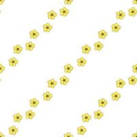 Seamless pattern with kawaii yellow buttercups on white background for fabric, textile, clothes, tablecloth and other things. Vector image.