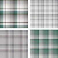 Set of seamless patterns in discreet grey and green colors for plaid, fabric, textile, clothes, tablecloth and other things. Vector image.