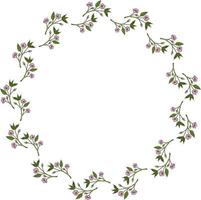 Round frame with creative sakura branches on white background. Vector image.