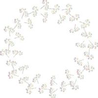 Round frame with multicolored decorative elements. Vector image.