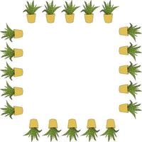 Square frame of Aloe vera. Doodle style. Vector image.