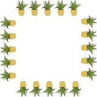 Square frame of Aloe vera. Doodle style. Vector image.