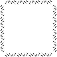 Square frame with simple black branches on white background. Vector image.