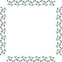 Square frame with positive green branches on white background. Vector image.