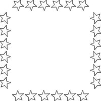 Square frame with black-and-white doodle stars on white background. Vector image.