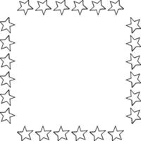 Square frame with black-and-white doodle stars on white background. Vector image.