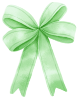 Green gift ribbon bow illustrations hand painted watercolor styles png