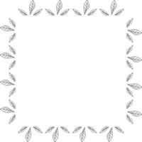 Square frame with leaves on white background. Vector image.