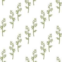 Seamless pattern in simple green branches on white background for fabric, textile, clothes, tablecloth and other things. Vector image.