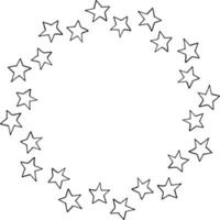 Round frame with stars on white background. Vector image.