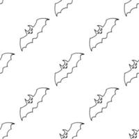 Seamless pattern with black-and white bat on white background. Vector image.