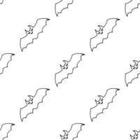 Seamless pattern with black-and white bat on white background. Vector image.