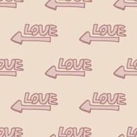 Seamless pattern with the words love on beige background for fabric, textile, clothes, tablecloth and other things. Vector image.