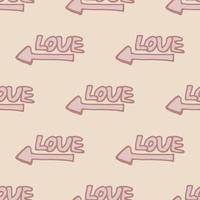 Seamless pattern with the words love on beige background for fabric, textile, clothes, tablecloth and other things. Vector image.