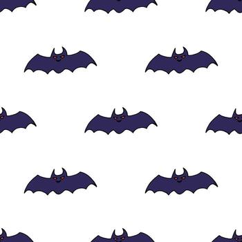 Seamless pattern with bat on white background. Vector image.