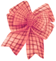 rosa mit karierten geschenkbandbogenillustrationen handgemalten aquarellstilen png