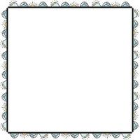 Square frame with cute sun and clouds. Vector image.