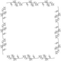 Square frame with branches on white background. Vector image.