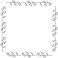 Square frame with branches on white background. Vector image.