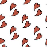 Seamless pattern with red hearts on white background. Vector image.