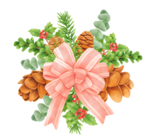 bouquet de verdure de noël styles d'illustration aquarelle png