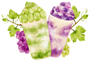grapes smoothie drink composition watercolor png