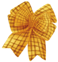 Yellow with Checkered gift ribbon bow illustrations hand painted watercolor styles png