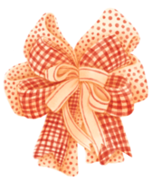 Checkered and Polka dot gift ribbon bow illustrations hand painted watercolor styles png