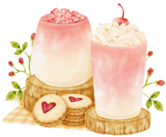 Erdbeer-Smoothie-Getränk-Zusammensetzung Aquarell png