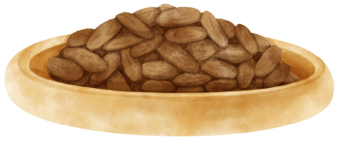 granos de cacao acuarela en placa de madera png