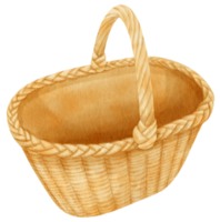 ilustración de cesta de mimbre acuarela png