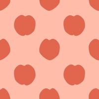 Orange Peach Fruit Seamless Pattern, in Flat Design Style. Hand Drawn Cartoon Peaches on Pink Background, Simple Tropical Design. Summer Illustration. vector