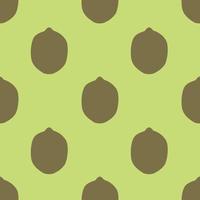 Brown Kiwi Fruit Seamless Pattern, in Flat Design Style. Hand Drawn Cartoon Kiwies on Green Background, Simple Tropical Design. Summer Illustration. vector