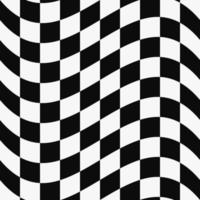 Warped Wave Checkers Seamless Pattern. Sports And Racing Background, Black And White Wavy Distorted Checkered Design. Modern Warp Dynamic Texture for Digital, Print And Web Design. Vector EPS