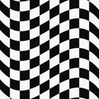 Warped Wave Checkers Seamless Pattern. Sports And Racing Background, Black And White Wavy Distorted Checkered Design. Modern Warp Dynamic Texture for Digital, Print And Web Design. Vector EPS