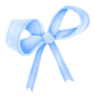 Blue gift ribbon bow illustrations hand painted watercolor styles png