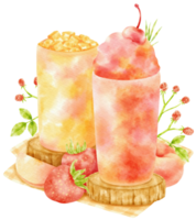 summer fruits drink composition watercolor png