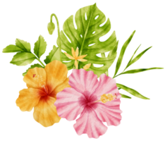 bouquet aquarelle de fleurs tropicales pour mariage png