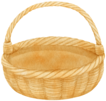 ilustración de cesta de mimbre acuarela png
