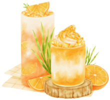 orange juice summer drink composition watercolor png