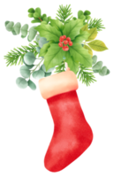 estilos de ilustración de acuarela de ramo de vegetación navideña