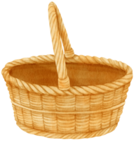 Watercolor wicker basket illustration png