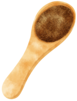 watercolor cocoa powder in wooden spoon png